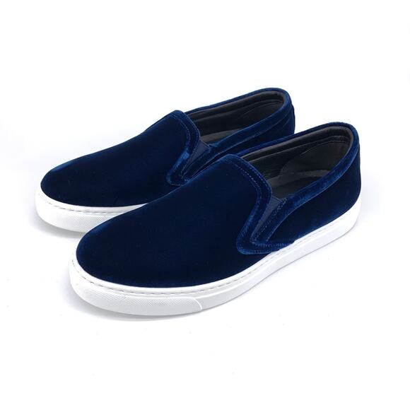 M. GEMI Cerchio Velvet Slip On Sneakers Blue 38.5 - Picture 1 of 9